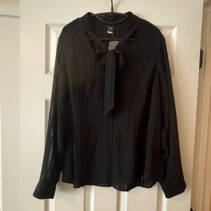 Black sheer long sleeve button up